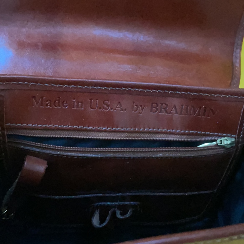 Vintage 80’s reddish brown Brahmin all leather crossbody bag - Picture 14 of 16